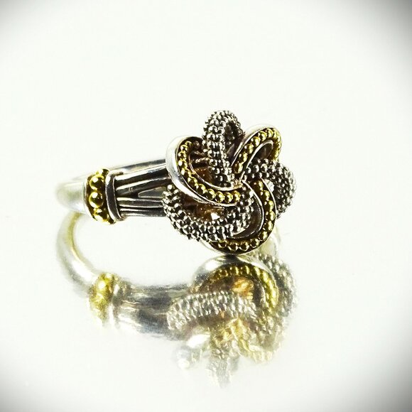 LAGOS Beautiful Sterling & 18K  Yellow Gold Love Knot Ring Size 7 - Picture 3 of 12